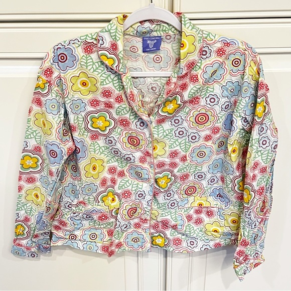 Pine Cone Hill Women’s Colorful Cotton Floral Pockets Pajama Top Button Front S - Picture 1 of 8